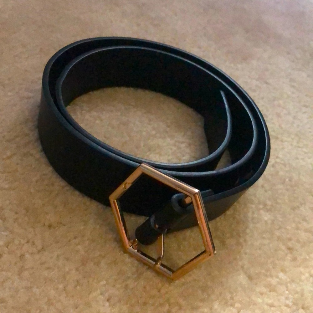 Gold Hexagon Design on Black Belt